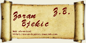 Zoran Bjekić vizit kartica